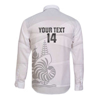 Custom New Caledonia Football Long Sleeve Button Shirt Allez Les Cagous White Version - Polynesian Pride