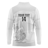Custom New Caledonia Football Long Sleeve Polo Shirt Allez Les Cagous White Version - Polynesian Pride