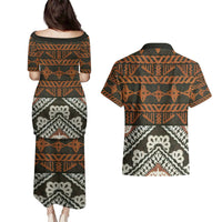 Bula Fiji Tapa Couples Matching Puletasi and Hawaiian Shirt Fijian Masi Vintage Vibes LT14 - Polynesian Pride