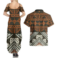 Bula Fiji Tapa Couples Matching Summer Maxi Dress and Hawaiian Shirt Fijian Masi Vintage Vibes LT14 - Polynesian Pride