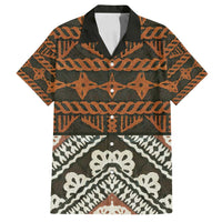 Bula Fiji Tapa Family Matching Off Shoulder Short Dress and Hawaiian Shirt Fijian Masi Vintage Vibes LT14 Dad's Shirt - Short Sleeve Brown - Polynesian Pride