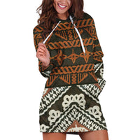 Bula Fiji Tapa Hoodie Dress Fijian Masi Vintage Vibes LT14 Brown - Polynesian Pride