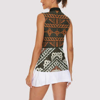 Bula Fiji Tapa Women Sleeveless Polo Shirt Fijian Masi Vintage Vibes LT14 - Polynesian Pride