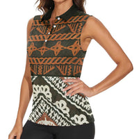Bula Fiji Tapa Women Sleeveless Polo Shirt Fijian Masi Vintage Vibes LT14 - Polynesian Pride