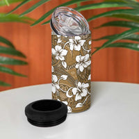 Kuvui Bula Fiji 4 in 1 Can Cooler Tumbler Fijian Tapa Seamless Hibiscus - Polynesian Pride