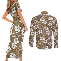 Kuvui Bula Fiji Couples Matching Short Sleeve Bodycon Dress and Long Sleeve Button Shirt Fijian Tapa Seamless Hibiscus LT14 - Polynesian Pride