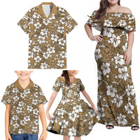 Kuvui Bula Fiji Family Matching Off Shoulder Maxi Dress and Hawaiian Shirt Fijian Tapa Seamless Hibiscus LT14 - Polynesian Pride