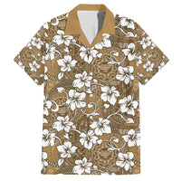 Kuvui Bula Fiji Family Matching Short Sleeve Bodycon Dress and Hawaiian Shirt Fijian Tapa Seamless Hibiscus LT14 Dad's Shirt - Short Sleeve Brown - Polynesian Pride