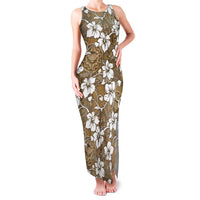 Kuvui Bula Fiji Family Matching Tank Maxi Dress and Hawaiian Shirt Fijian Tapa Seamless Hibiscus LT14 Mom's Dress Brown - Polynesian Pride