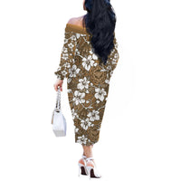 Kuvui Bula Fiji Off The Shoulder Long Sleeve Dress Fijian Tapa Seamless Hibiscus - Polynesian Pride