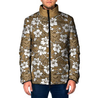 Kuvui Bula Fiji Padded Jacket Fijian Tapa Seamless Hibiscus LT14 Men Brown - Polynesian Pride