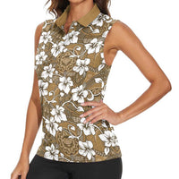 Kuvui Bula Fiji Women Sleeveless Polo Shirt Fijian Tapa Seamless Hibiscus LT14 - Polynesian Pride