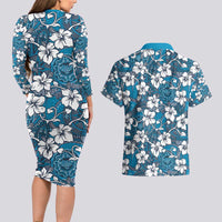 Karakarawa Bula Fiji Couples Matching Long Sleeve Bodycon Dress and Hawaiian Shirt Fijian Tapa Seamless Hibiscus LT14 - Polynesian Pride