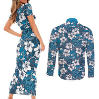Karakarawa Bula Fiji Couples Matching Short Sleeve Bodycon Dress and Long Sleeve Button Shirt Fijian Tapa Seamless Hibiscus LT14 - Polynesian Pride
