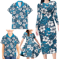 Karakarawa Bula Fiji Family Matching Long Sleeve Bodycon Dress and Hawaiian Shirt Fijian Tapa Seamless Hibiscus LT14 - Polynesian Pride