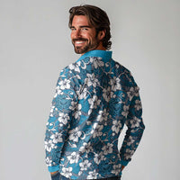 Karakarawa Bula Fiji Long Sleeve Polo Shirt Fijian Tapa Seamless Hibiscus - Polynesian Pride