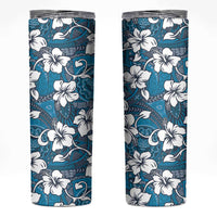 Karakarawa Bula Fiji Skinny Tumbler Fijian Tapa Seamless Hibiscus LT14 Blue - Polynesian Pride