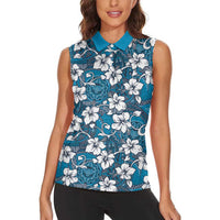 Karakarawa Bula Fiji Women Sleeveless Polo Shirt Fijian Tapa Seamless Hibiscus LT14 - Polynesian Pride