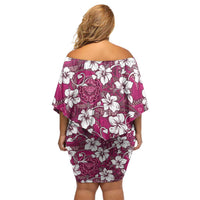 Piqi Bula Fiji Family Matching Off Shoulder Short Dress and Hawaiian Shirt Fijian Tapa Seamless Hibiscus LT14 - Polynesian Pride