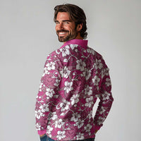 Piqi Bula Fiji Long Sleeve Polo Shirt Fijian Tapa Seamless Hibiscus - Polynesian Pride