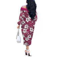 Piqi Bula Fiji Off The Shoulder Long Sleeve Dress Fijian Tapa Seamless Hibiscus - Polynesian Pride