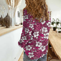 Piqi Bula Fiji Women Casual Shirt Fijian Tapa Seamless Hibiscus - Polynesian Pride