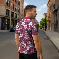 Piqi Bula Fiji Zipper Polo Shirt Fijian Tapa Seamless Hibiscus - Polynesian Pride