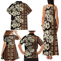 Bula Fiji Masi Family Matching Tank Maxi Dress and Hawaiian Shirt Tapa Tropical Hibiscus Half Stylized LT14 - Polynesian Pride