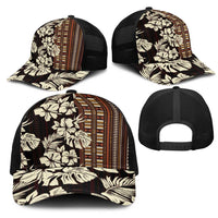 Bula Fiji Masi Mesh Trucker Cap Tapa Tropical Hibiscus Half Stylized - Polynesian Pride