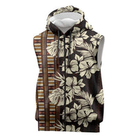 Bula Fiji Masi Sleeveless Zip Hoodie Tapa Tropical Hibiscus Half Stylized - Polynesian Pride