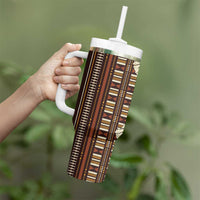 Bula Fiji Masi Tumbler With Handle Tapa Tropical Hibiscus Half Stylized - Polynesian Pride