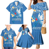 Polynesia Diabetes Awareness Month Family Matching Mermaid Dress and Hawaiian Shirt In November We Wear Blue LT14 - Polynesian Pride