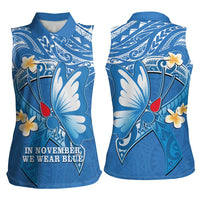 Polynesia Diabetes Awareness Month Women Sleeveless Polo Shirt In November We Wear Blue