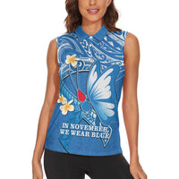 Polynesia Diabetes Awareness Month Women Sleeveless Polo Shirt In November We Wear Blue
