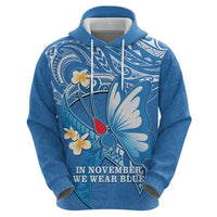 Polynesia Diabetes Awareness Month Zip Hoodie In November We Wear Blue LT14 - Polynesian Pride