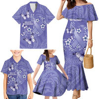 Polynesia Stomach Cancer Awareness Family Matching Mermaid Dress and Hawaiian Shirt Periwinkle Ribbon Brave Strong! LT14 - Polynesian Pride