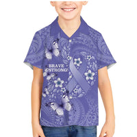 Polynesia Stomach Cancer Awareness Family Matching Mermaid Dress and Hawaiian Shirt Periwinkle Ribbon Brave Strong! LT14 Son's Shirt Periwinkle - Polynesian Pride