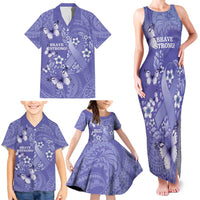 Polynesia Stomach Cancer Awareness Family Matching Tank Maxi Dress and Hawaiian Shirt Periwinkle Ribbon Brave Strong! LT14 - Polynesian Pride