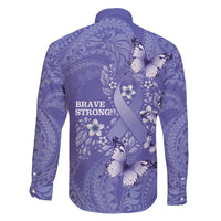 Polynesia Stomach Cancer Awareness Family Matching Tank Maxi Dress and Hawaiian Shirt Periwinkle Ribbon Brave Strong! LT14 - Polynesian Pride