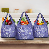 Polynesia Stomach Cancer Awareness Grocery Bag Periwinkle Ribbon Brave Strong!