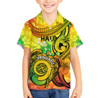 Halo Vanuatu Kid Hawaiian Shirt Sand Drawing Turtle Polynesian Tropical Flowers LT14 Kid Reggae - Polynesian Pride