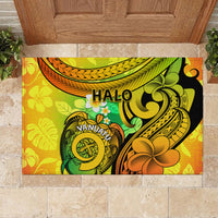 Halo Vanuatu Rubber Doormat Sand Drawing Turtle Polynesian Tropical Flowers LT14 - Polynesian Pride
