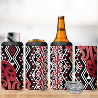 New Zealand 4 in 1 Can Cooler Tumbler Aotearoa Kowhaiwhai Mix Taniko Art - Red LT14 - Polynesian Pride