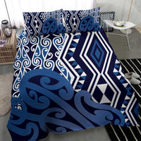 New Zealand Bedding Set Aotearoa Kowhaiwhai Mix Taniko Art - Blue LT14 - Polynesian Pride