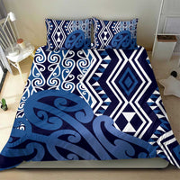 New Zealand Bedding Set Aotearoa Kowhaiwhai Mix Taniko Art - Blue LT14 - Polynesian Pride