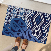 New Zealand Rubber Doormat Aotearoa Kowhaiwhai Mix Taniko Art - Blue