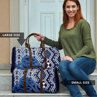 New Zealand Travel Bag Aotearoa Kowhaiwhai Mix Taniko Art - Blue LT14 - Polynesian Pride