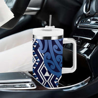 New Zealand Tumbler With Handle Aotearoa Kowhaiwhai Mix Taniko Art - Blue LT14