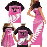 Custom New Zealand Aotearoa Cricket Family Matching Short Sleeve Bodycon Dress and Hawaiian Shirt Go White Silver Fern LT14 - Polynesian Pride