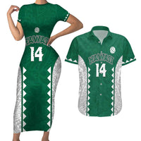 Custom Hawaii Volleyball Couples Matching Short Sleeve Bodycon Dress and Hawaiian Shirt Hawaiian Kakau Pattern